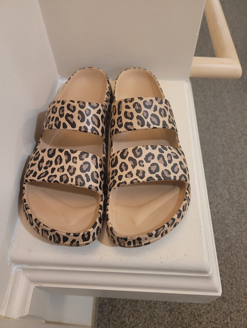 Old Navy Double Strap Leopard Print Sandals Size 10